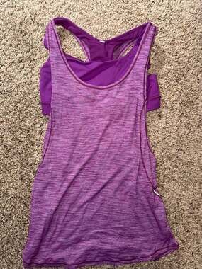 Lululemon Size 6 Purple Racerback Tank Top with Built-in Bra
